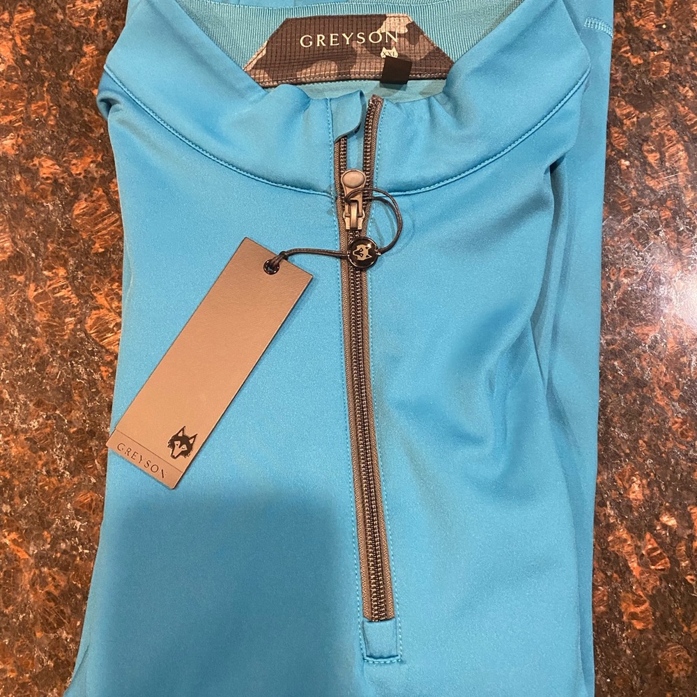 Greyson Teal and Brown Pullover